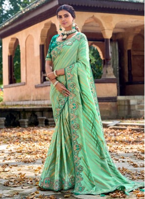 Sea Green Color Classic Saree