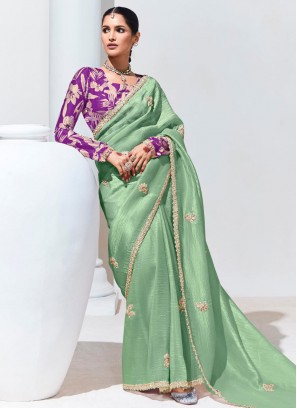 Sea Green Color Classic Saree