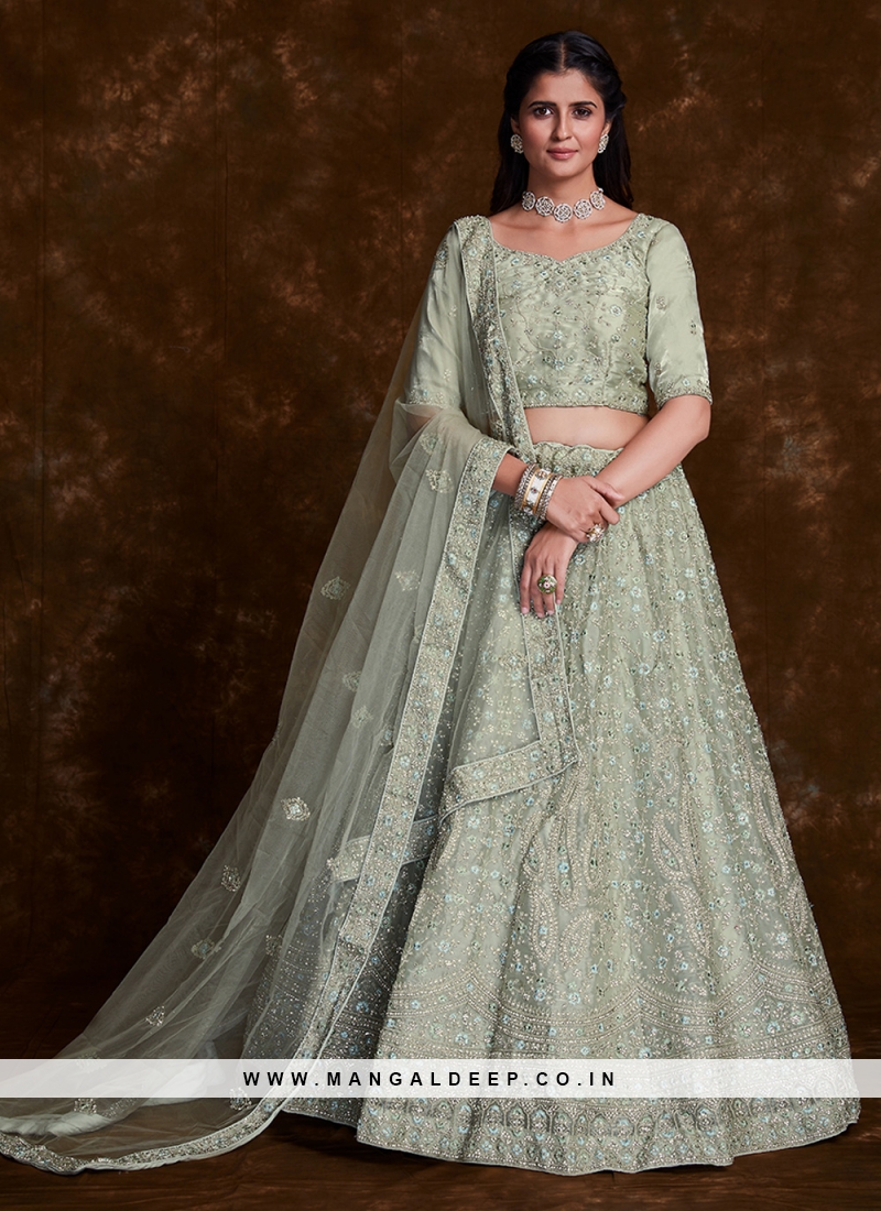 Sea Green Embroidered Draped Ball Gown Design by AMIT GT at Pernia's Pop Up  Shop 2024