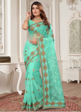 Sea Green Color Designer Saree