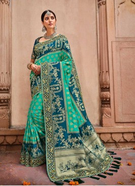 Sea Green Color Dolla Silk Saree