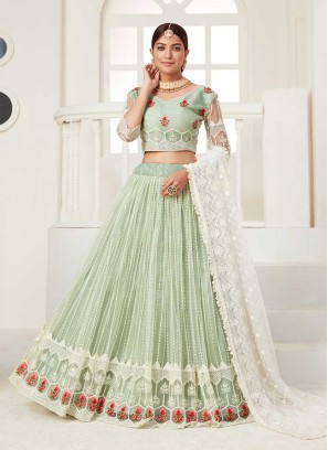 Sea Green Color Embroidered Lehenga Choli