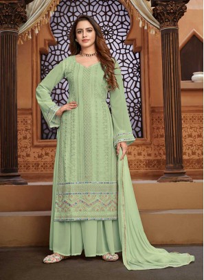 Sea Green Color Georgette Sharara Suit