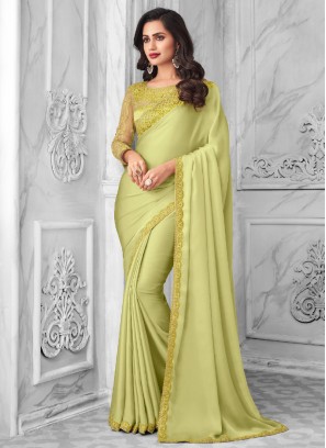 Sea Green Color Satin Silk Saree