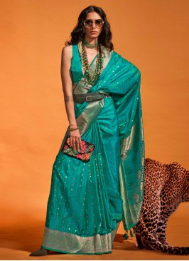 Sea Green Color Silk Saree