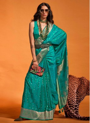 Sea Green Color Silk Saree