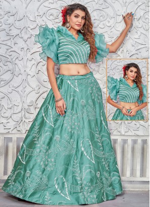Sea Green Color Trendy Lehenga Choli