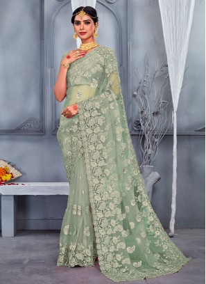 Sea Green Color Trendy Saree