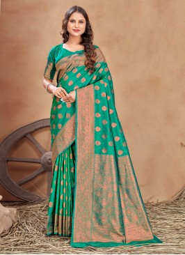 Sea Green Color Trendy Saree