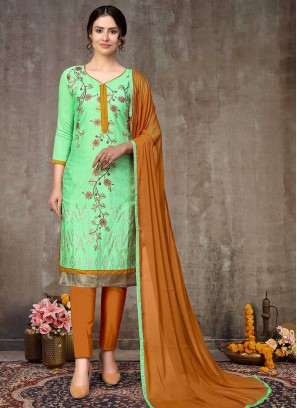 Sea Green Color Unstitched Salwar Kameez