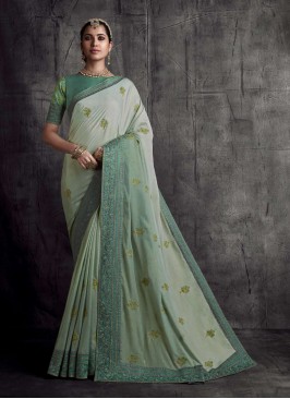 Sea Green Color Wedding Wear Silk Saree