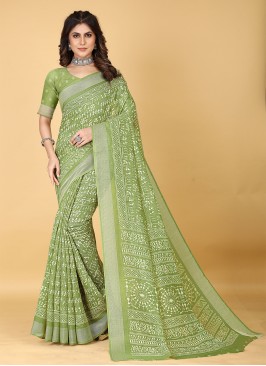 Sea Green Cotton Border Saree