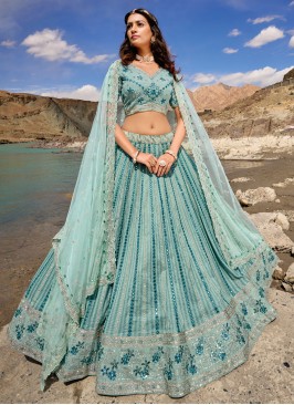 Sea Green Cutwork Designer Lehenga Choli