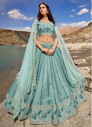 Sea Green Cutwork Designer Lehenga Choli