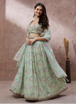 Sea Green Embroidered Designer Lehenga Choli