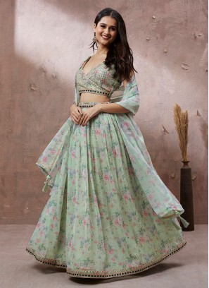 Sea Green Embroidered Designer Lehenga Choli