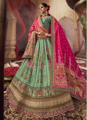 Sea Green Embroidered Wedding Designer Lehenga Choli