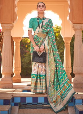 Sea Green Engagement Kanchipuram Silk Trendy Saree