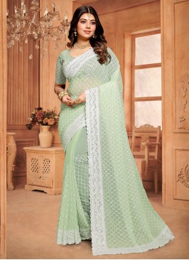 Sea Green Festival Georgette Saree