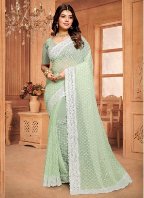 Sea Green Festival Georgette Saree