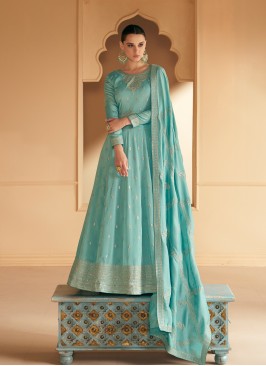 Sea Green Festival Silk Designer Salwar Kameez