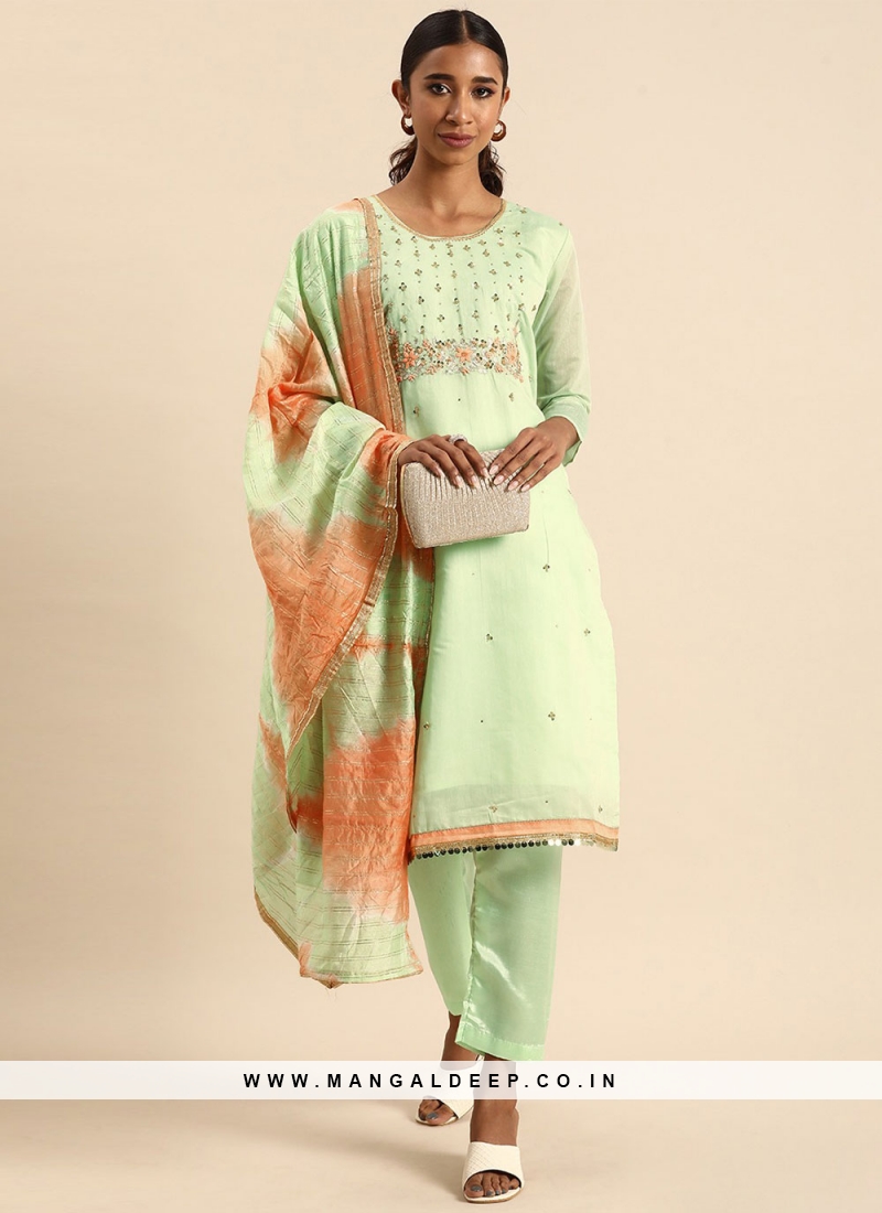 Sea Green Festival Silk Designer Salwar Suit