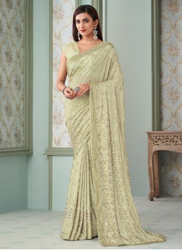 Sea Green Georgette Sequins Traditional Saree