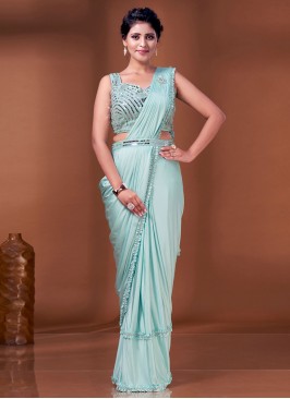 Sea Green Imported Border Saree