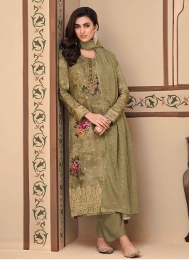 Sea Green Jacquard Silk Sangeet Trendy Salwar Kameez