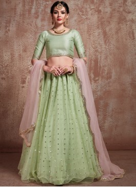 Sea Green Net Trendy Lehenga Choli