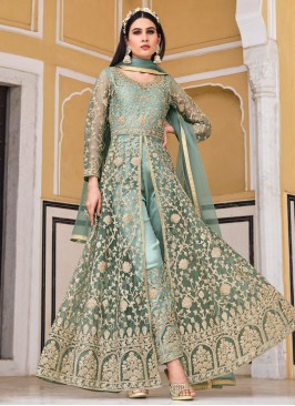 Sea Green Net Trendy Salwar Kameez