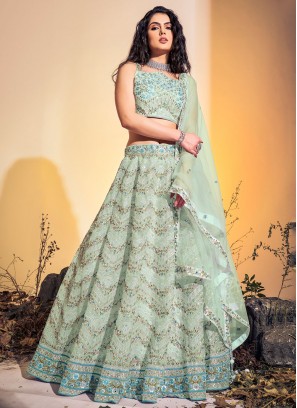 Sea Green Party Readymade Lehenga Choli