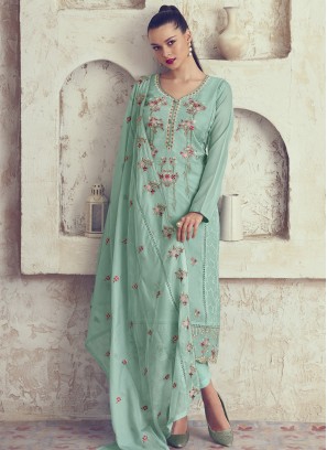 Sea Green Party Trendy Salwar Kameez