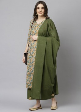 Sea Green Reception Cotton Straight Salwar Kameez