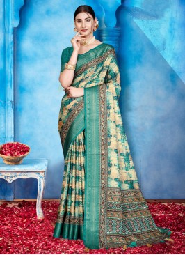 Sea Green Reception Tussar Silk Contemporary Style Saree