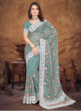 Sea Green Resham Classic Saree