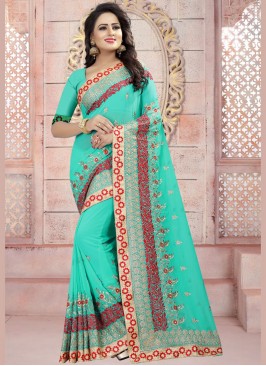 Sea Green Resham Festival Saree