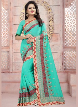 Sea Green Resham Festival Saree