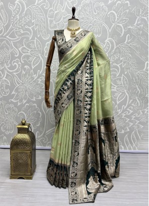 Sea Green Silk Ceremonial Designer Saree