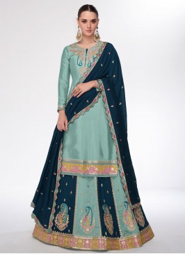 Sea Green Silk Ceremonial Readymade Lehenga Choli