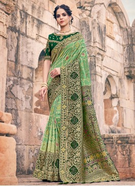 Sea Green Silk Contemporary Style Saree