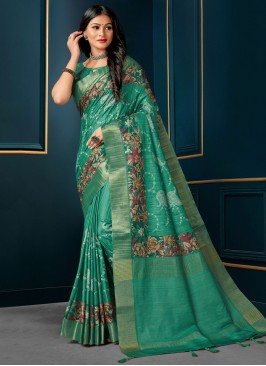 Sea Green Silk Festival Designer Saree