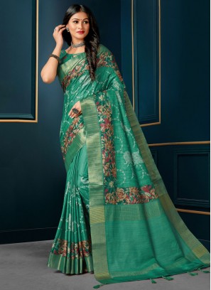 Sea Green Silk Festival Designer Saree