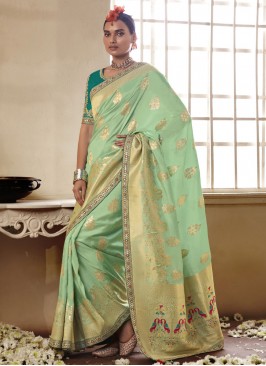 Sea Green Silk Trendy Saree