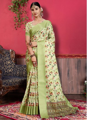 Sea Green Weaving Banarasi Silk Contemporary Style Saree