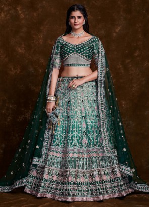 Sea Green Wedding Art Silk Trendy Lehenga Choli