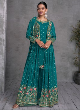 Sea Green Wedding Georgette Salwar Kameez