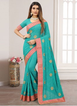 Sea Green Zari Wedding Trendy Saree