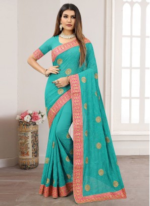 Sea Green Zari Wedding Trendy Saree