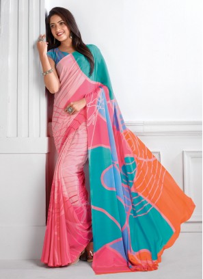 Sensational Multi Colour Printed Casual Saree